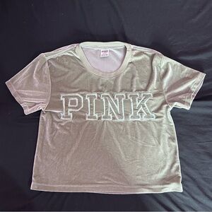 Victoria’s Secret PINK Velour Crop T-Shirt Green.